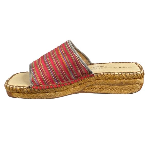 Vintage 90's Andre Assous Red Striped Women's Espadrille Sandals Size US 6 - Picture 2 of 11
